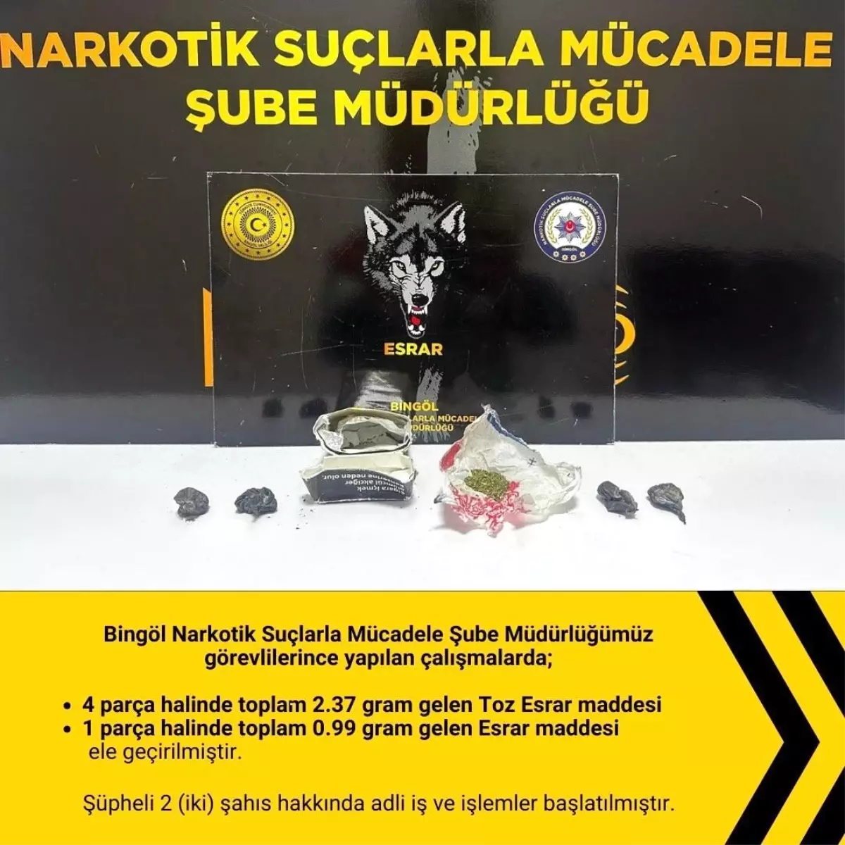 Bingöl'de Uyuşturucu Operasyonu: 2 Şüpheli Hakkında İşlem Başlatıldı