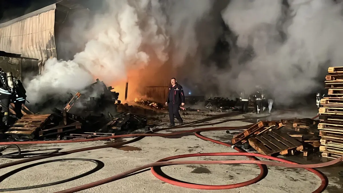 Kocaeli'de Ahşap Palet Deposunda Yangın