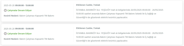 İstanbul BAKIRKÖY elektrik kesintisi! 20 Mayıs Bakırköy elektrik kesintisi ne zaman bitecek, elektrikler ne zaman gelecek?