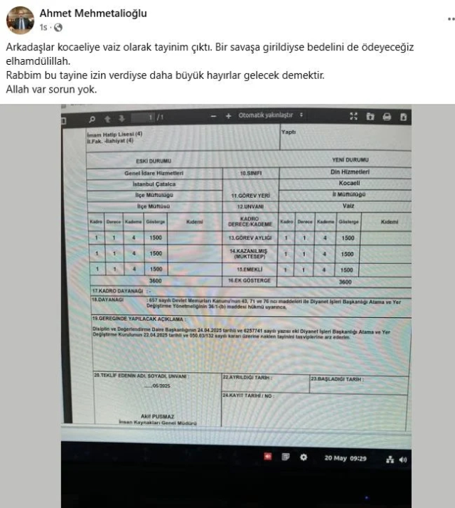 The mufti who said 'died on stage' for Volkan Konak has been appointed as a preacher in Kocaeli