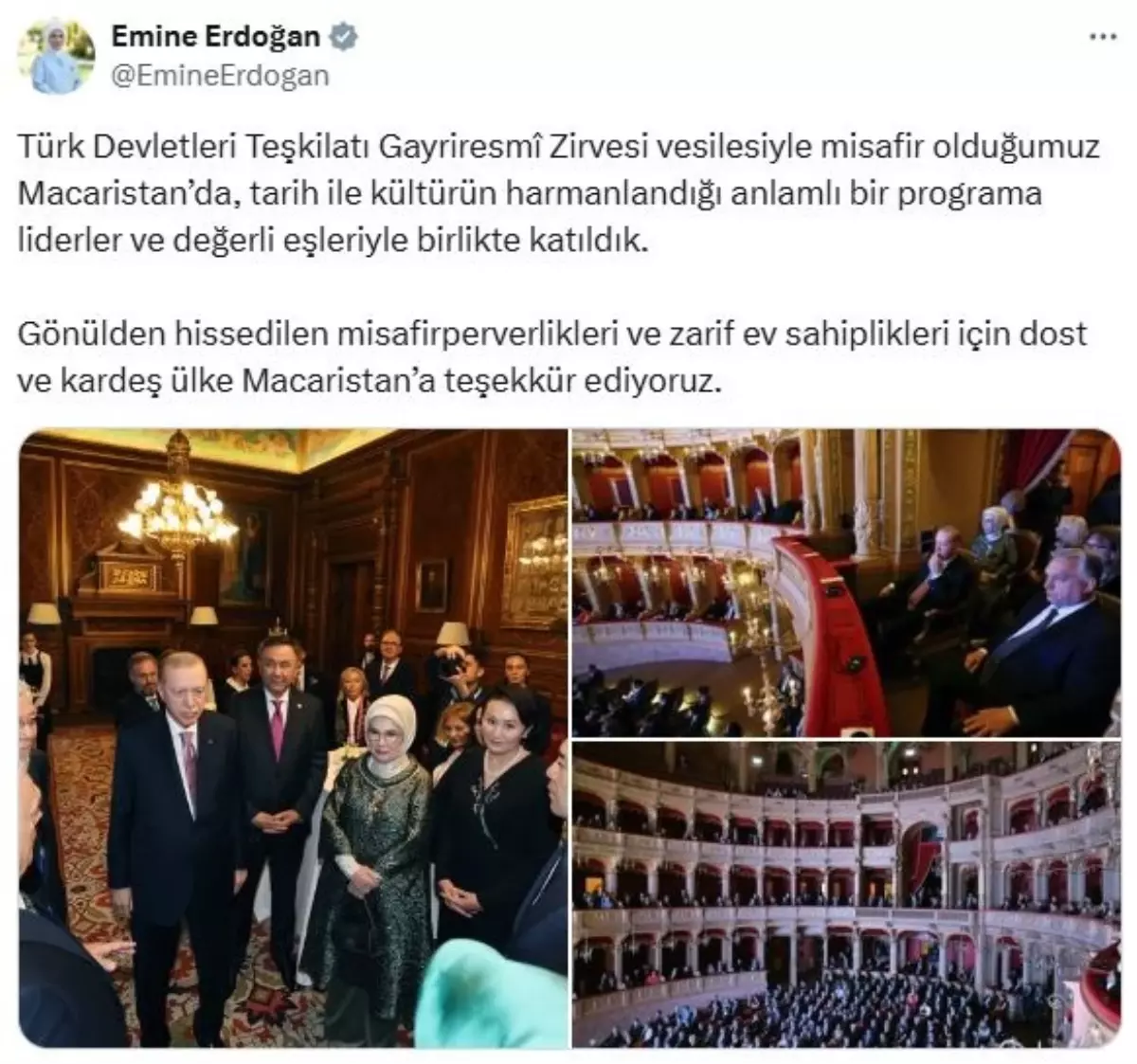 Emine Erdoğan, Macaristan'da kültürel programa katıldı
