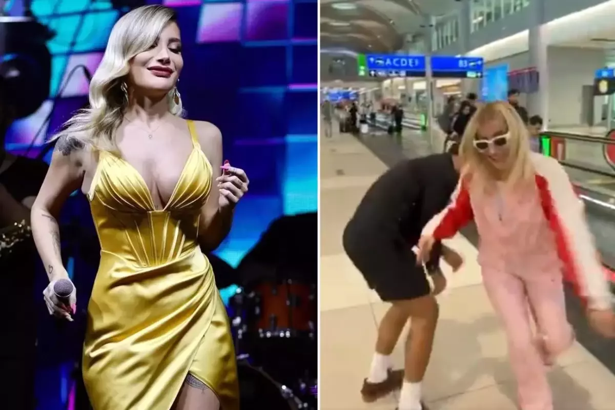 Havalimanında bir hayli eğlendi! İrem Derici'den ilginç dans
