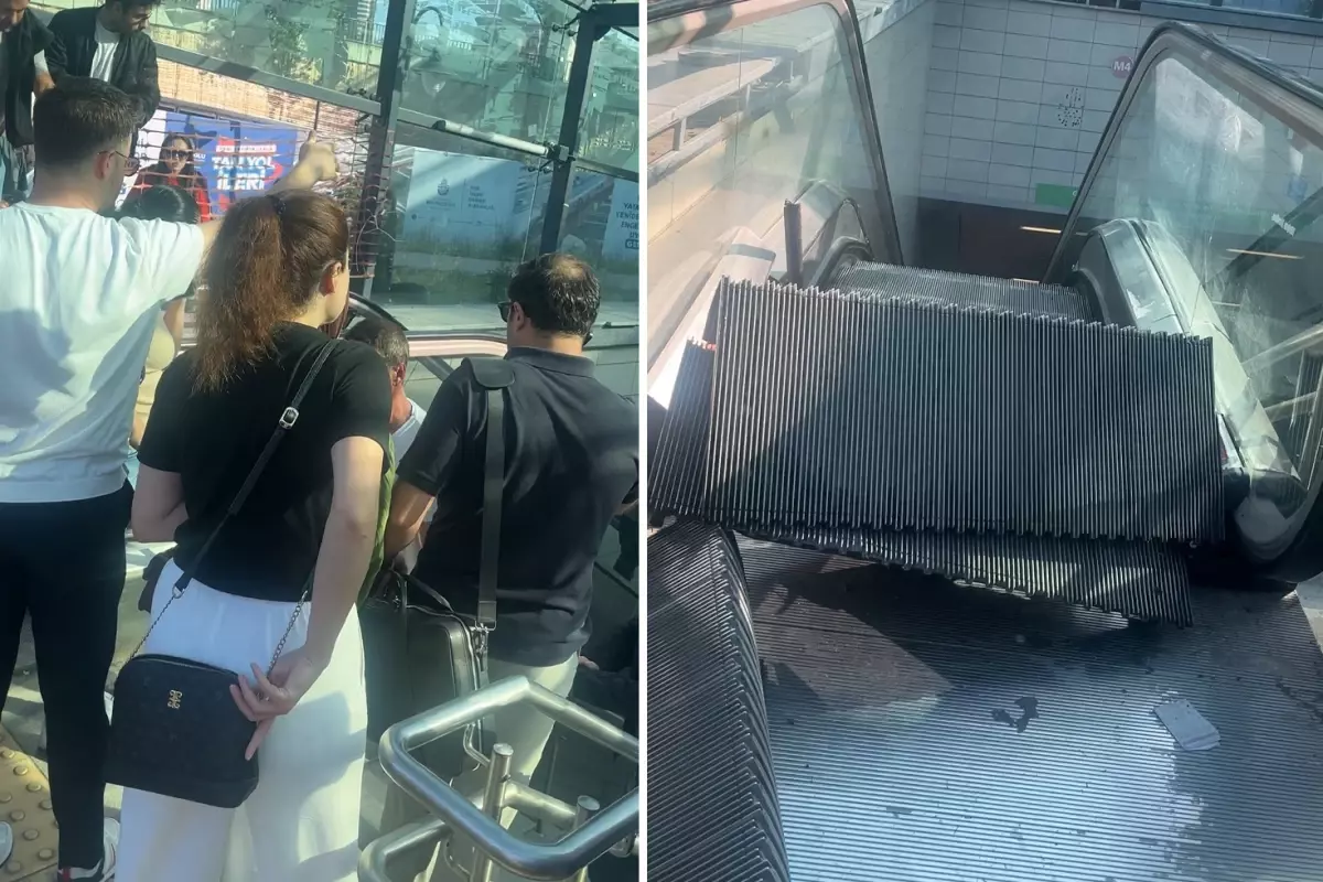 Ünalan Metro İstasyonu'nda yürüyen merdiven kırıldı