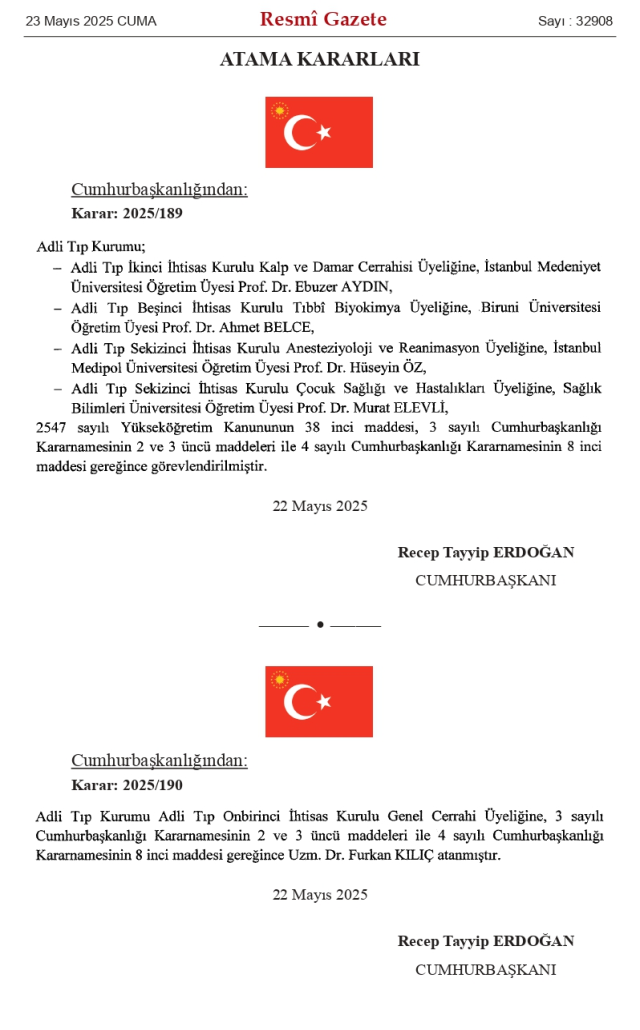 23 Mayıs Cuma 2025 Resmi Gazete ATAMA KARARLARI! Bugünün kararları neler? 23 Mayıs Resmi Gazete yayımlandı! 32266 sayılı Resmi Gazete atamalar listesi