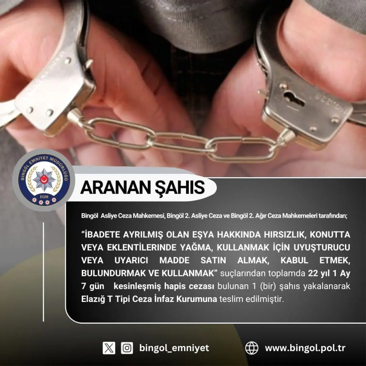 Bingöl'de Hakkında Hapis Cezası Bulunan 6 Şahıs Yakalandı