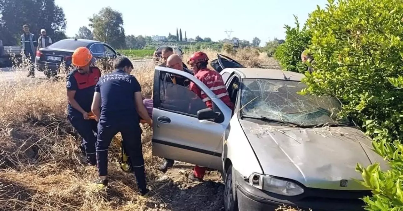 Hatay'da Narenciye Bahçesine Uçan Otomobilin Sürücüsü Yaralandı