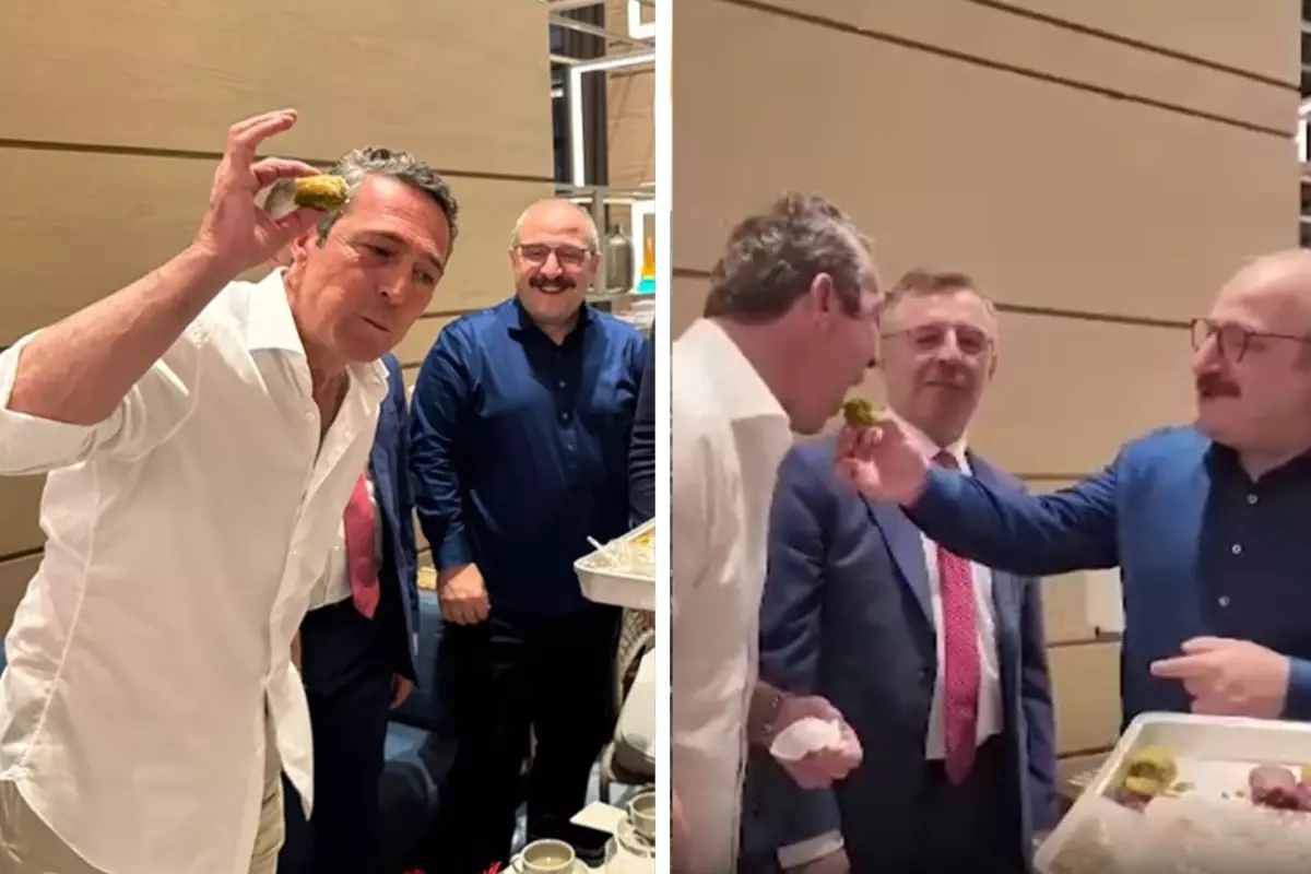 Final Öncesi Tatlı Anlar: Ali Koç, Mustafa Varank'ın Elinden Baklava Yedi! Fenerbahçe'ye Moral Mi?
