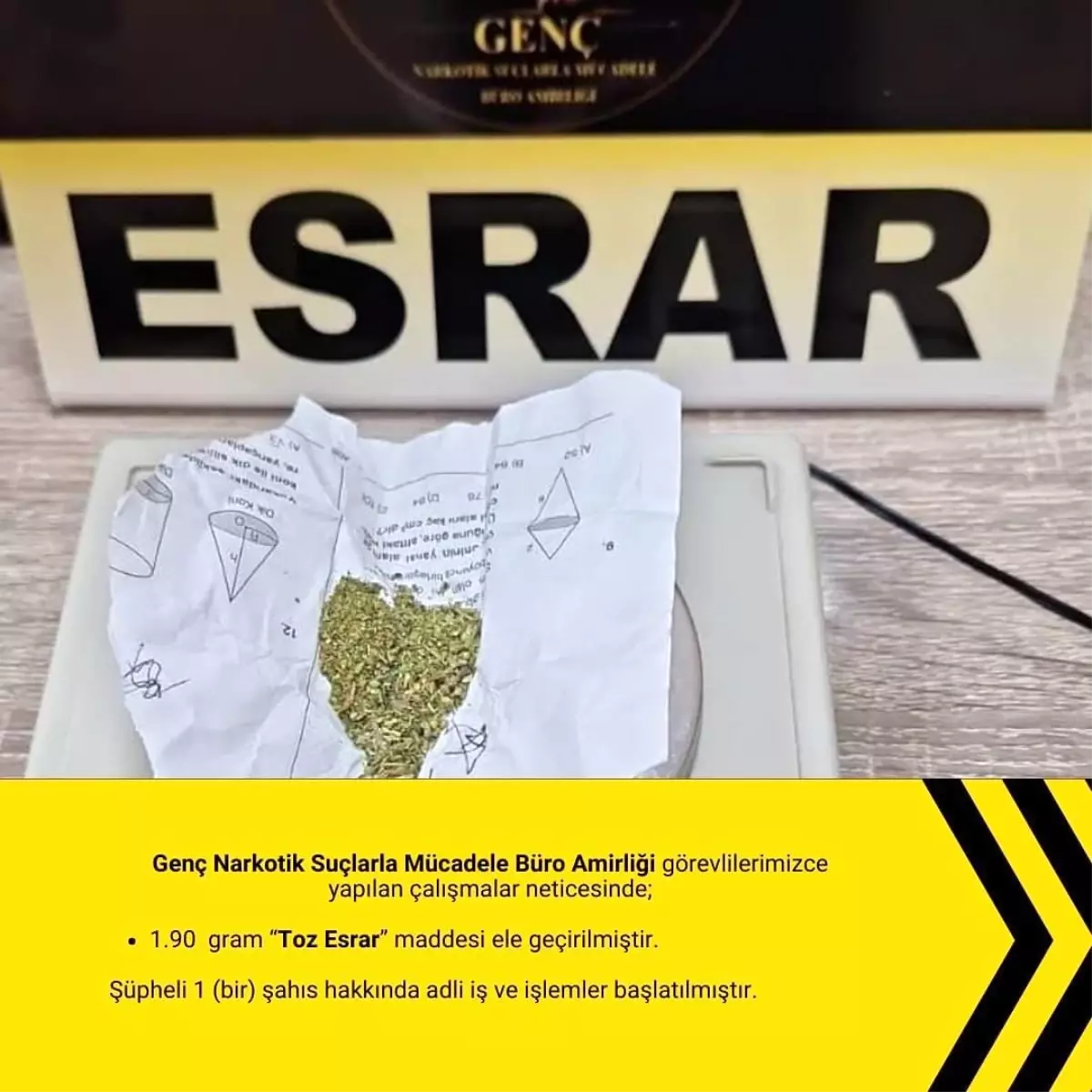Bingöl'de Uyuşturucu Operasyonu: 1 Şüpheli Yakalandı