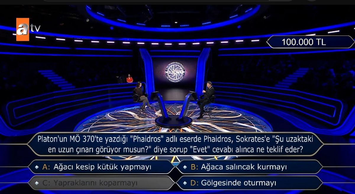 Platon'un MÖ 370'te yazdığı 'Phaidros' adlı eserde Phaidros, Sokrates'e 'Şu uzaktaki en uzun çınarı görüyor musun?' diye sorup 'Evet' cevabı alınca ne