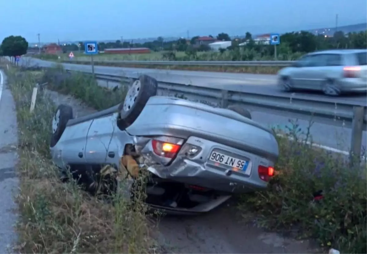 Samsun Bafra'da Otomobil Takla Attı, Sürücü Yaralandı