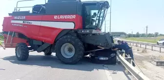 Biçerdöverle Çarpışan Otomobilde İki Yaralı
