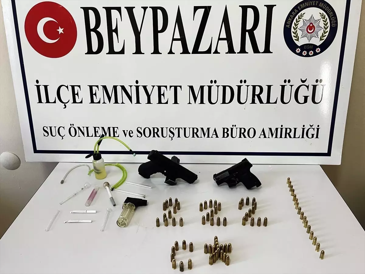 Beypazarı'nda Ruhsatsız Silah ve Uyuşturucu Ele Geçirildi