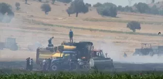 Konya'nın Beyşehir İlçesinde Biçerdöver Yangını