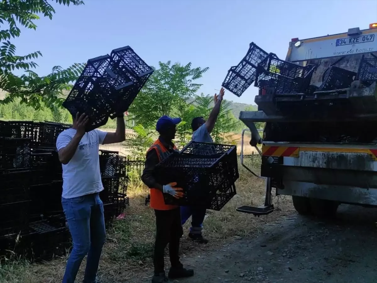 Bilecik'te Yol Kenarına Plastik Kasa Atanlara Ceza Kesildi