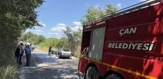 Çanakkale'de Seyir Halindeki Otomobil Yandı