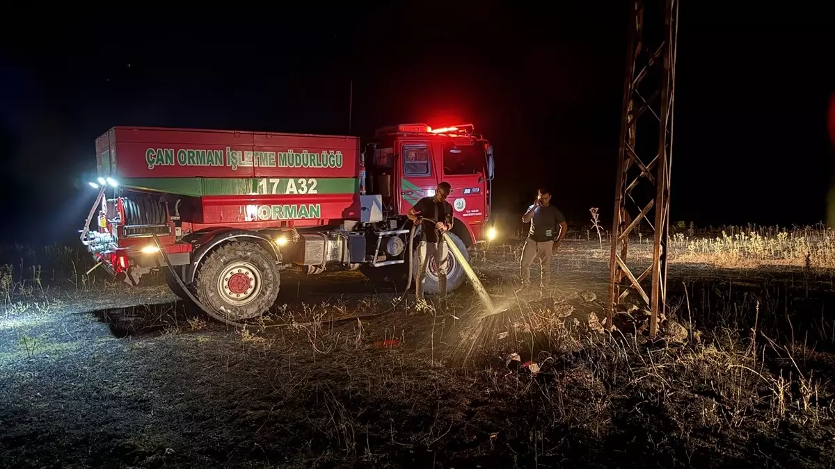 Çanakkale'de Tarım Arazisinde Yangın Çıktı