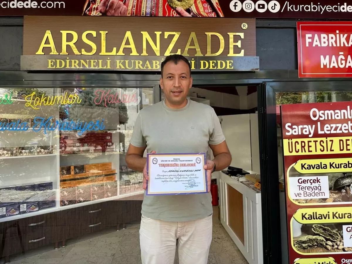 Glutensiz Osmanlı Tatlıları Üreten İşletmelere Teşekkür Belgesi