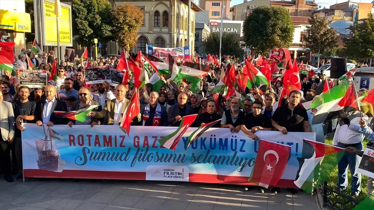 Çorum'da Filistin ve Küresel Sumud Filosu'na Destek Yürüyüşü Düzenlendi