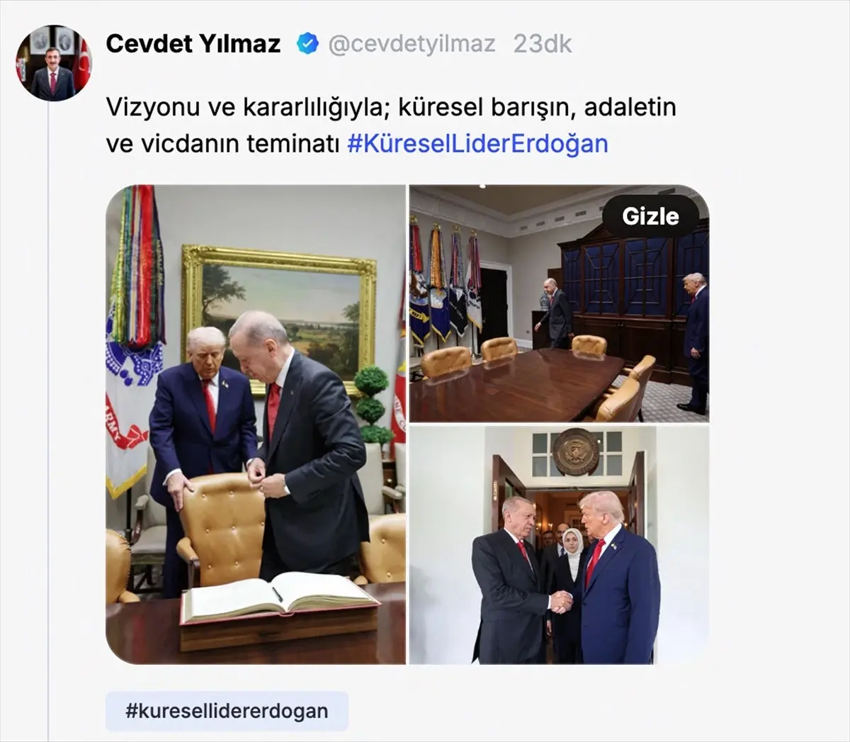 Cevdet Yılmaz'dan Erdoğan'ın Trump Görüşmesine Destek