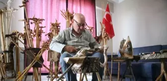 74 Yaşındaki Hasan Kaplan'dan Doğadan Sanat: El Yapımı Bastonlar
