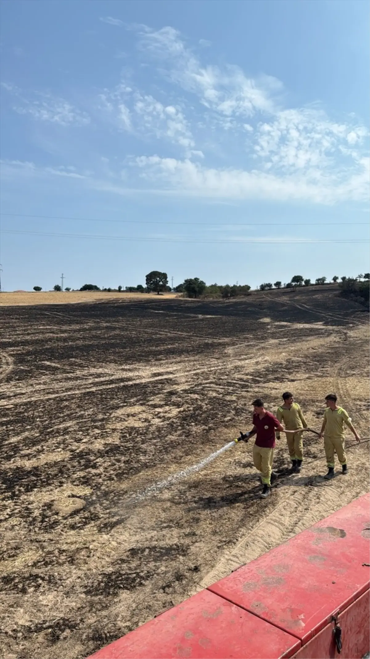 Edirne'nin Enez ilçesinde Anız Yangını Söndürüldü