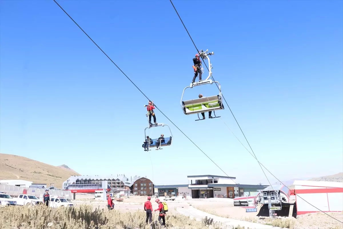 Erciyes Kayak Merkezi'nde Güvenlik Tatbikatları Devam Ediyor