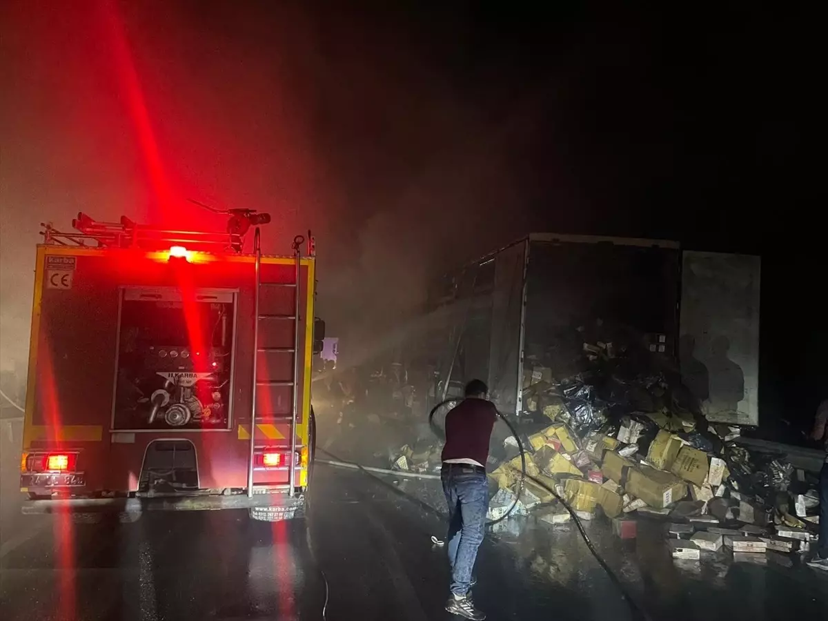 Erzincan'da Seyir Halindeki Tırda Yangın Çıktı