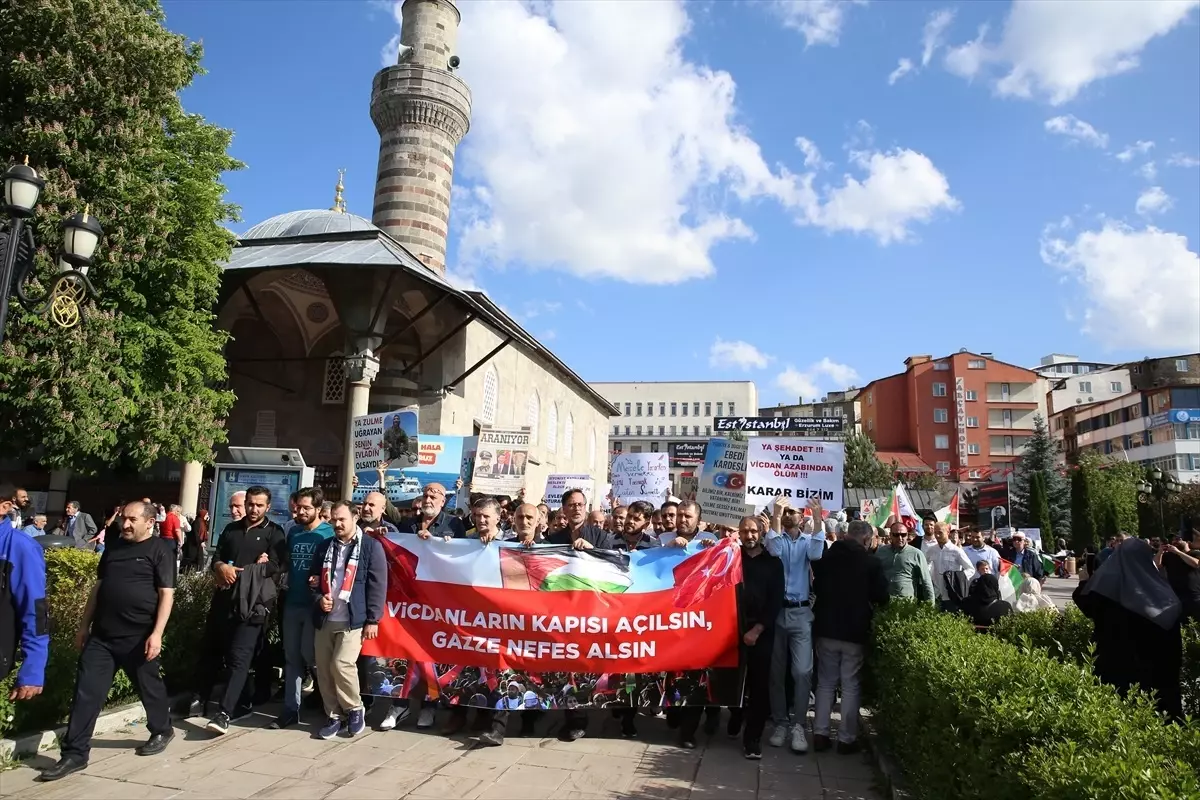 Erzurum'da Gazze'ye destek yürüyüşü yapıldı