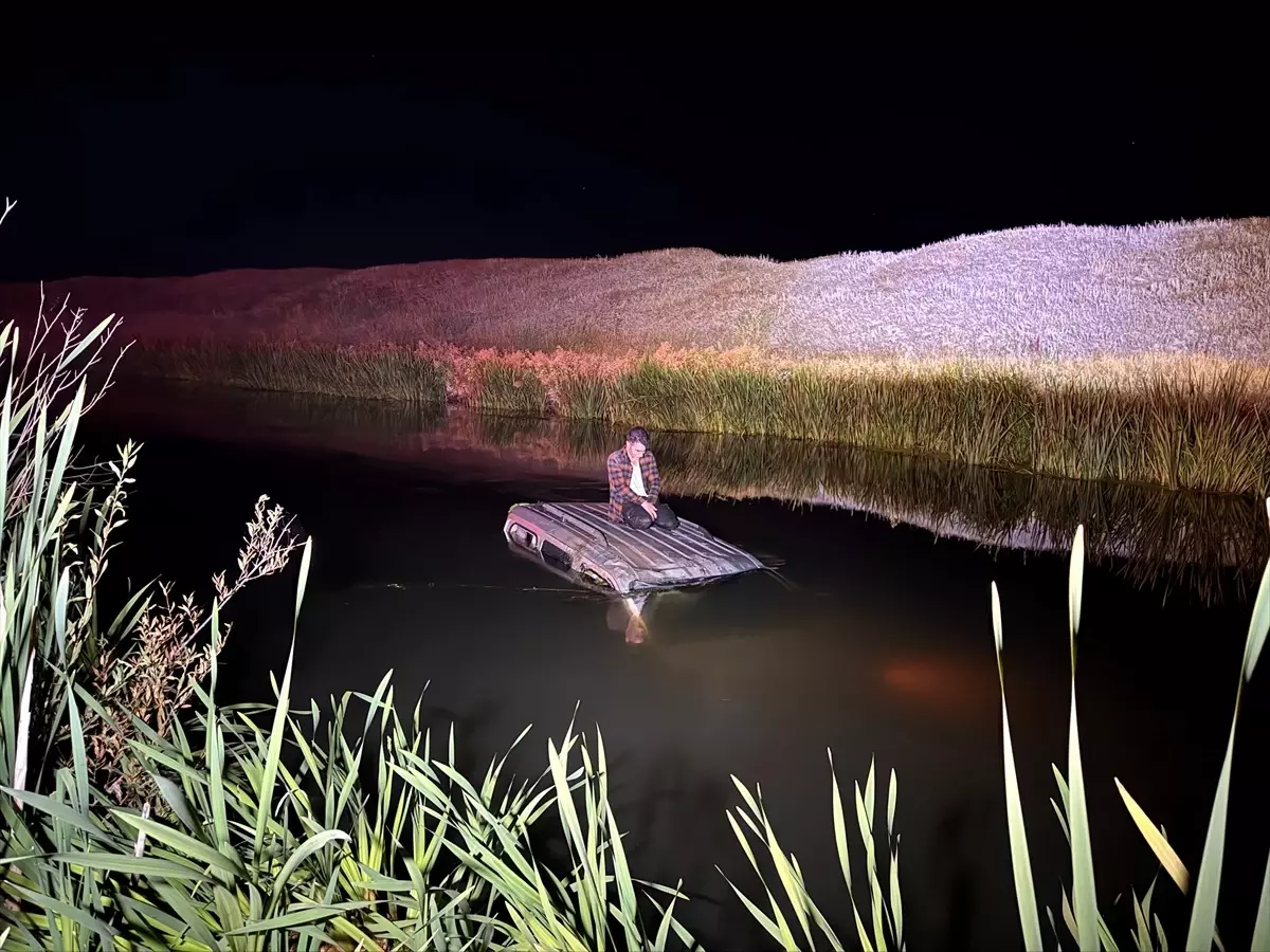 Park Halindeki Cipe Çarpan Sürücü Karasu Nehri'ne Düştü