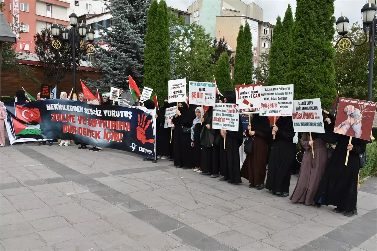 Erzurum'da sağlık çalışanları 91 haftadır Gazze için yürüyor