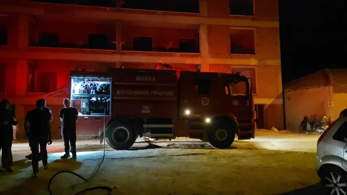 İnegöl'de Ev Önünde Yangın: Ağaçlar Yandı