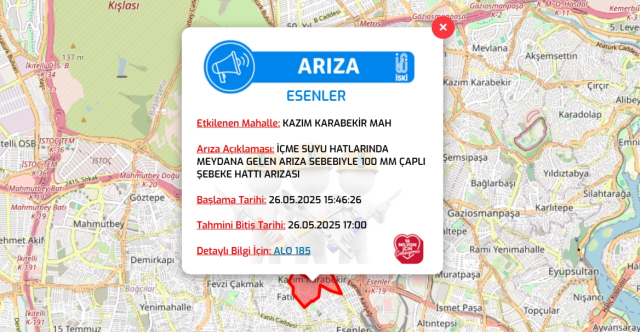 İstanbul ESENLER su kesintisi! 26-27 Mayıs İSKİ Esenler su kesintisi ne zaman bitecek, sular ne zaman gelecek?