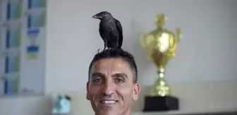 İtfaiye erleri tarafından kurtarılan 'Zeytin' isimli karga istasyonun maskotu oldu