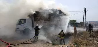 Kırıkhan'da Saman Yüklü Tırda Yangın Çıktı