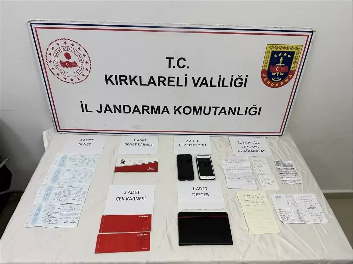 Kırklareli'nde Tefecilik Operasyonu: Bir Şüpheli Yakalandı