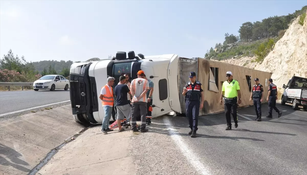 Mersin'de Tır Devrildi: 1 Hayvan Telef, Sürücü Yaralı