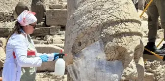 Nemrut Dağı'ndaki Heykellere Nano Kireç Uygulaması Başladı