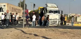 Nusaybin'de Tırın Çarptığı Sinyalizasyon Direği Yolu Kapatınca Araç Kuyruğu Oluştu