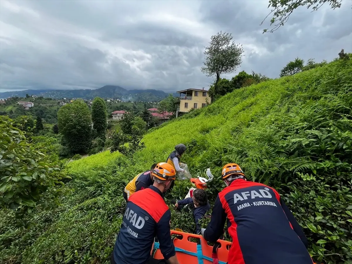 Rize'de Çay Bahçesinde Düşme Kazası: 69 Yaşındaki Kadın Yaralandı
