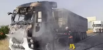 Şanlıurfa'da Seyir Halindeki Tırda Yangın Çıktı