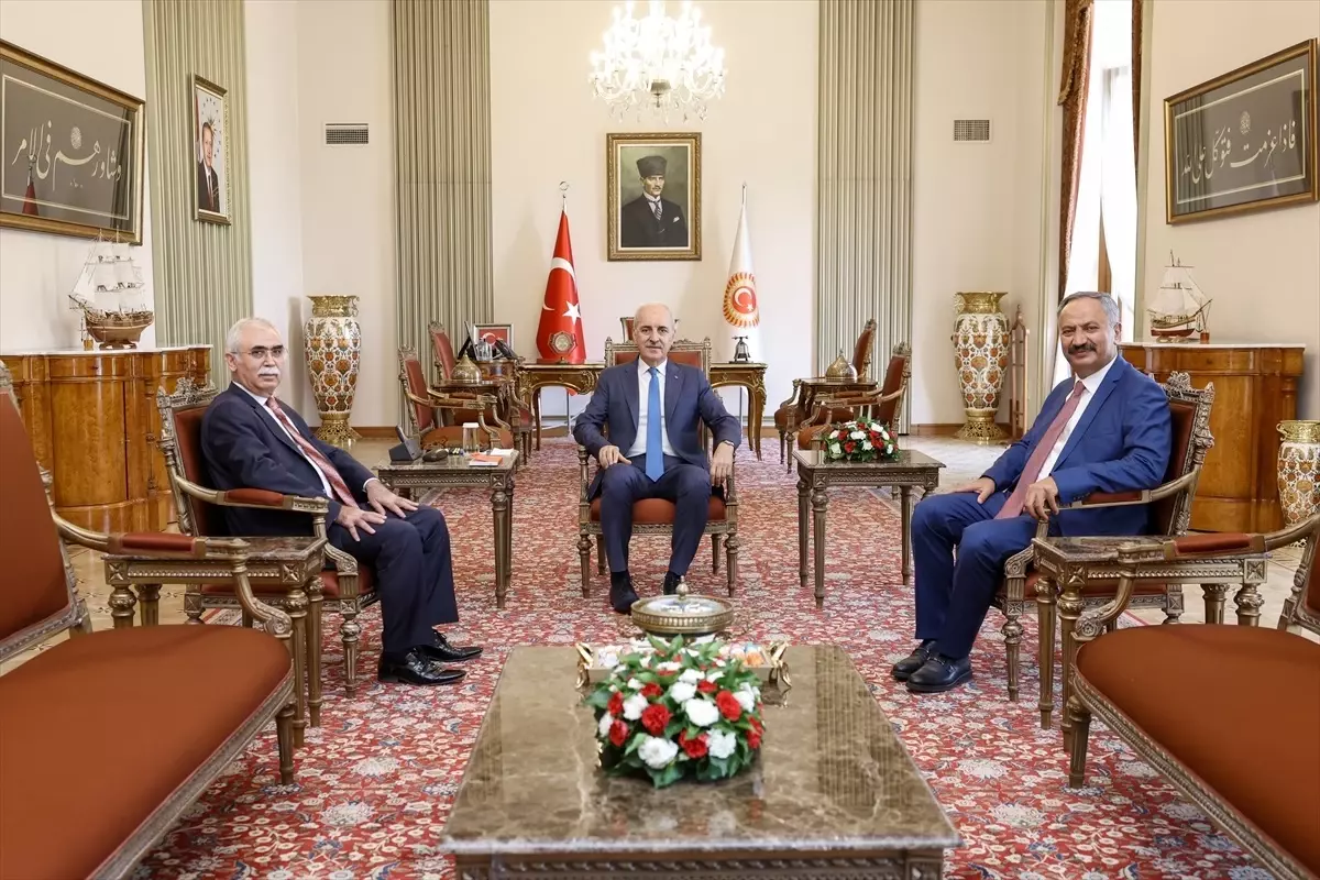 TBMM Başkanı Numan Kurtulmuş, Anayasa Mahkemesi Başkanı Kadir Özkaya'yı Kabul Etti