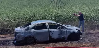 Hayrabolu'da Yanan Otomobil Kullanılamaz Hale Geldi, Uyuşturucu ve Ruhsatsız Tabanca Ele Geçirildi
