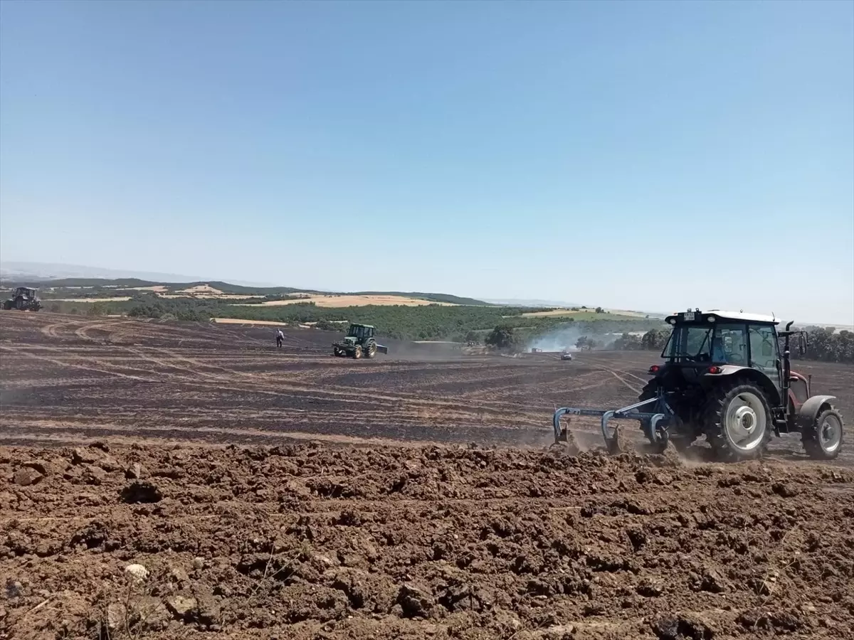Malkara'da Buğday Tarlasında Yangın