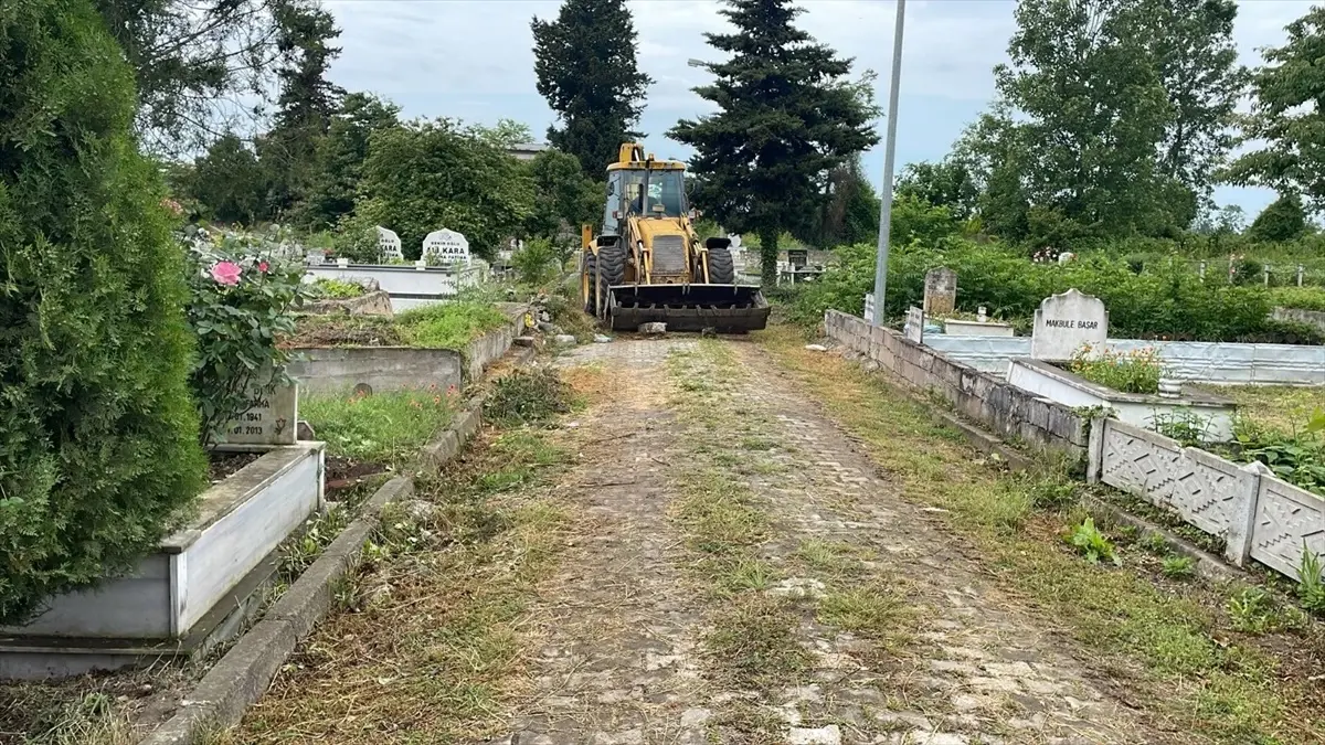 Terme Belediyesi Mezarlıklarda Temizlik Çalışmaları Yaptı