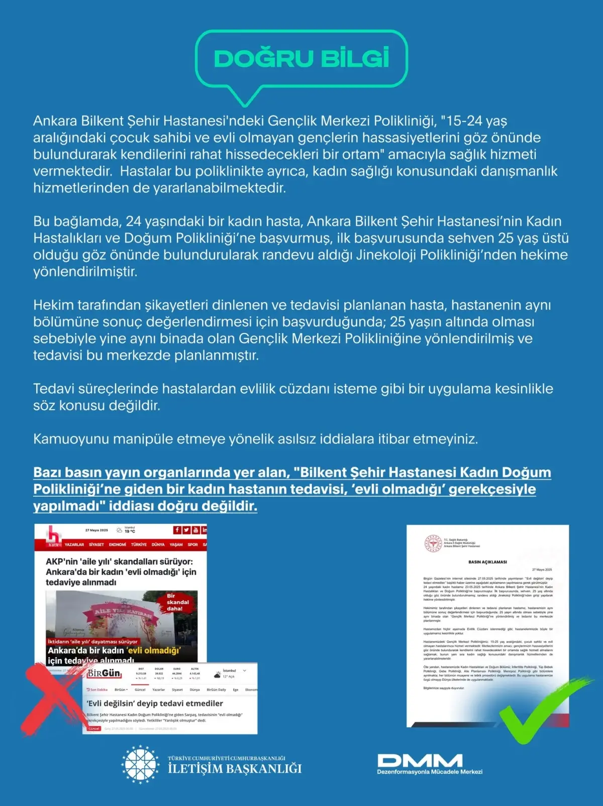 Bilkent Şehir Hastanesi'nde Dezenformasyon Açıklaması