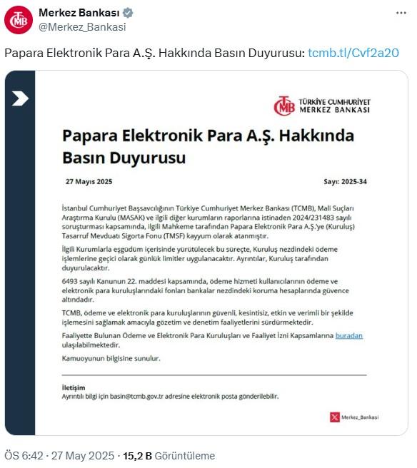 Trustee appointed to Papara! Temporary limits will be applied to payments