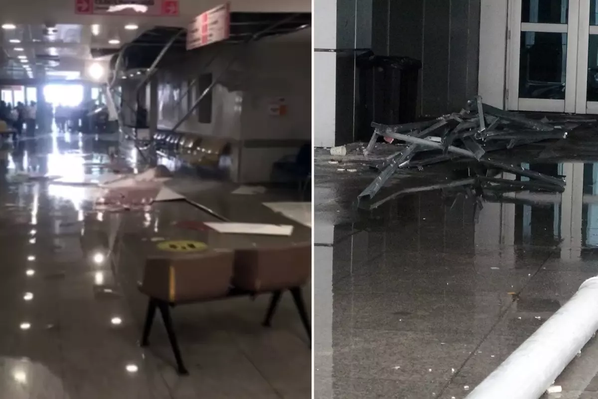 Malatya'da sağanak yağış sonrası hastane tavanı çöktü