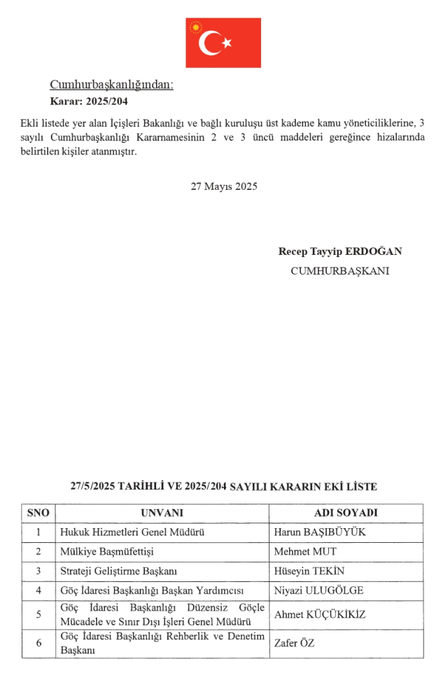 VALİ YARDIMCILARI KARARNAMESİ! 28 Mayıs nereye hangi vali yardımcısı atandı? Vali kararnamesinde hangi isimler yer alıyor?