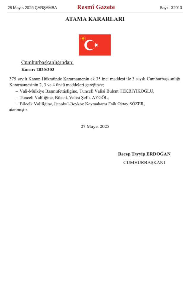 VALİ YARDIMCILARI KARARNAMESİ! 28 Mayıs nereye hangi vali yardımcısı atandı? Vali kararnamesinde hangi isimler yer alıyor?