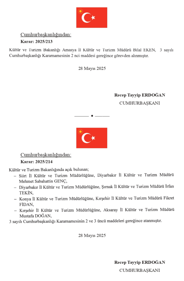 29 Mayıs Perşembe 2025 Resmi Gazete ATAMA KARARLARI! Bugünün kararları neler? 29 Mayıs Resmi Gazete yayımlandı! 32266 sayılı Resmi Gazete atamalar lis